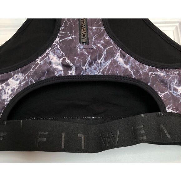 FITWEAR FASHION - NWT L Sz 12 “Grace” Crop Top w/Zippered Back/Marble/Black Trim - Picture 8 of 16